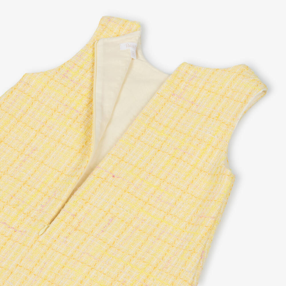 Patachou-Girls Yellow Tweed Dress & Jacket Set  | Childrensalon
