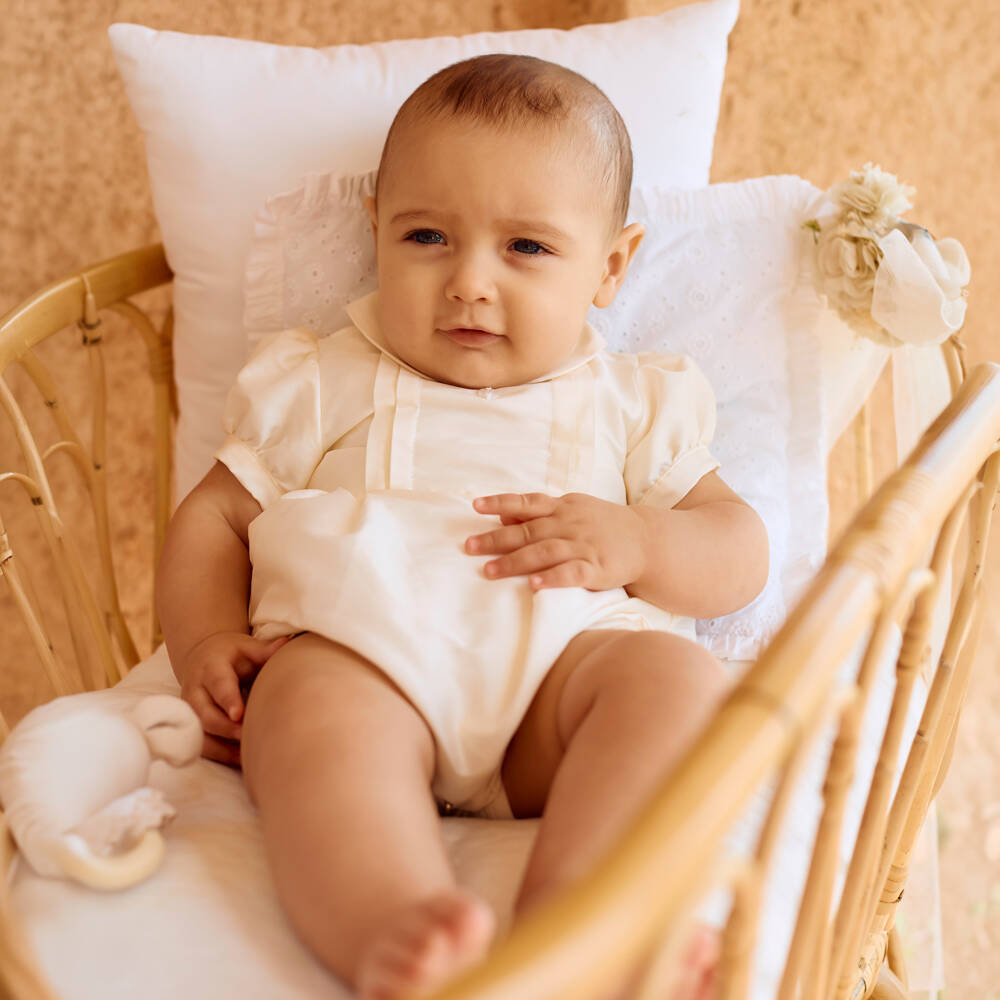 Patachou-Ivory Satin Baby Shortie | Childrensalon