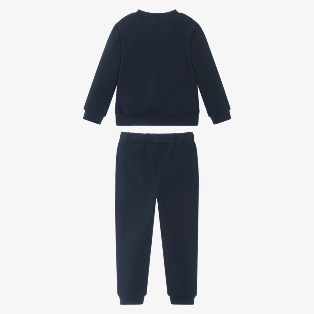 Patachou-Navy Blue Cotton Jersey Teddy Tracksuit | Childrensalon