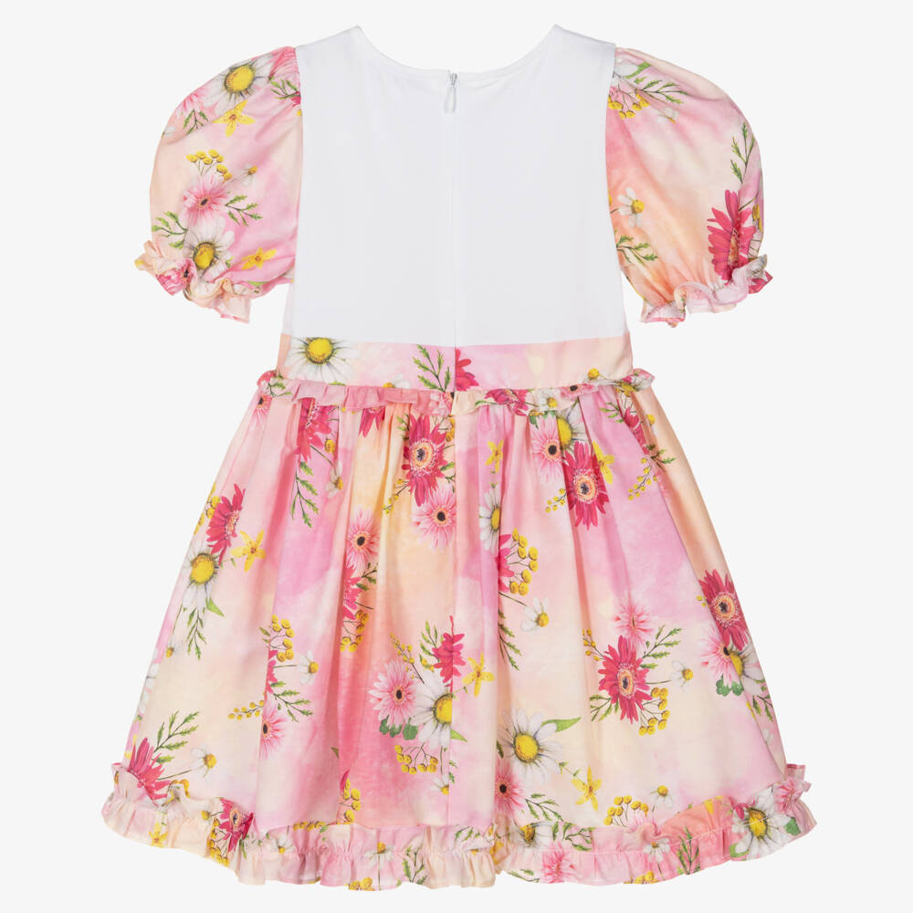 Patachou-Pink Tie Dye Floral Dress  | Childrensalon