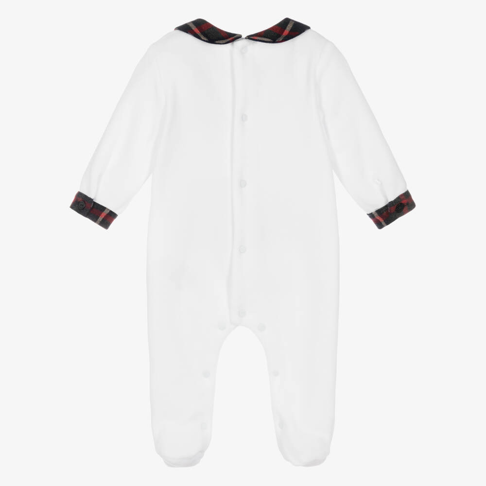 Patachou-أفرول بيبي غرو قطيفة بتطريز دببة لون أبيض | Childrensalon