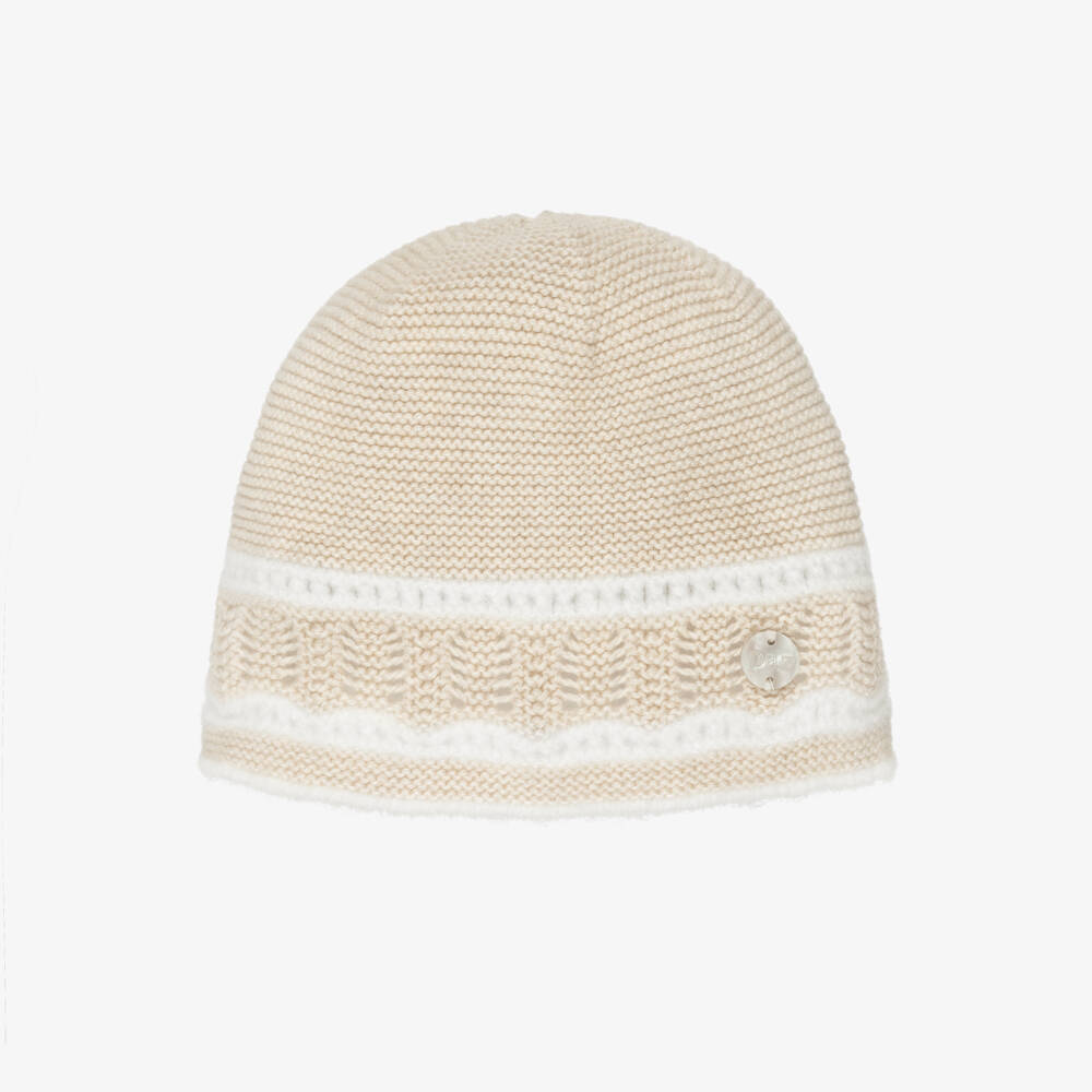 PAZ Rodríguez-Baby Boys Beige & Ivory Cotton Knit Hat | Childrensalon