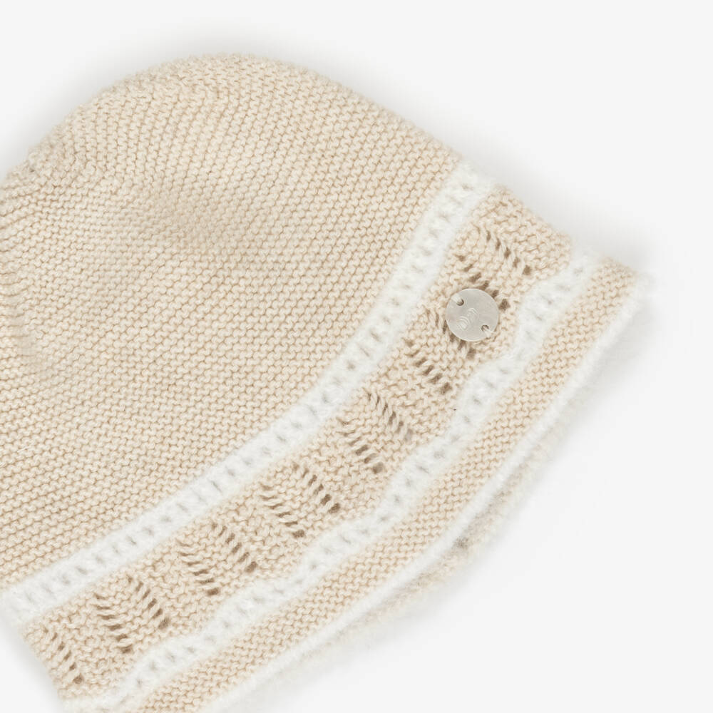 PAZ Rodríguez-Baby Boys Beige & Ivory Cotton Knit Hat | Childrensalon