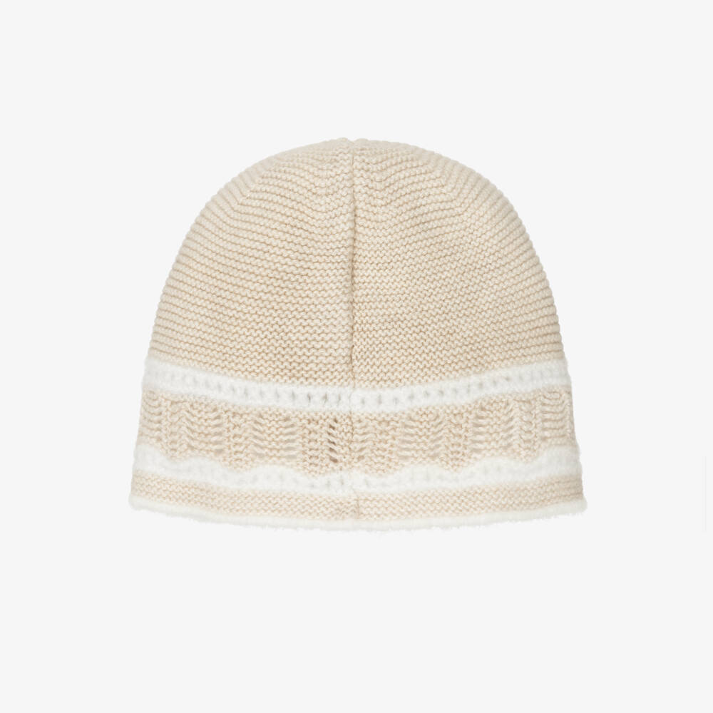 PAZ Rodríguez-Baby Boys Beige & Ivory Cotton Knit Hat | Childrensalon