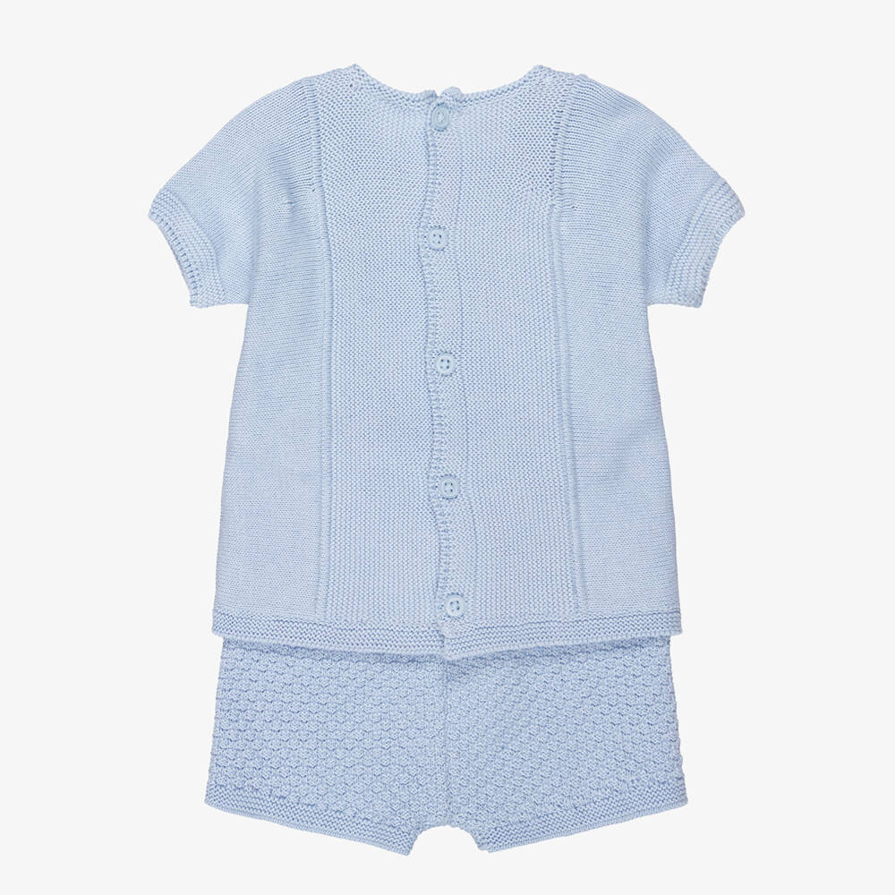PAZ Rodríguez-Baby Boys Blue Cotton Knit Sailor-Style Shorts Set | Childrensalon