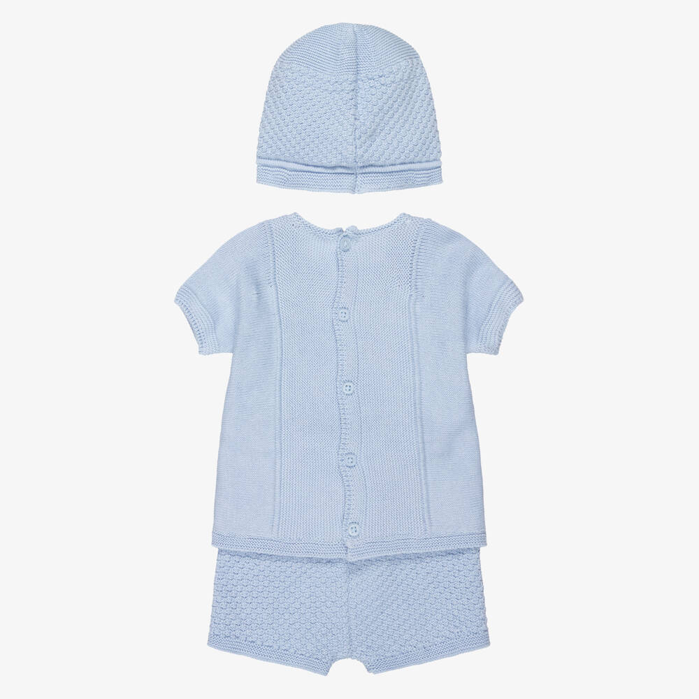 PAZ Rodríguez-Baby Boys Blue Cotton Knit Sailor-Style Shorts Set | Childrensalon