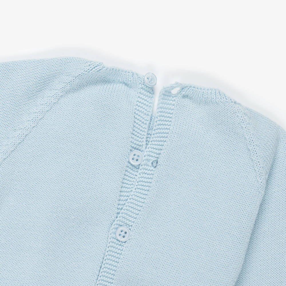 PAZ Rodríguez-Baby Boys Blue Cotton Shorts Set with Knitted Top | Childrensalon