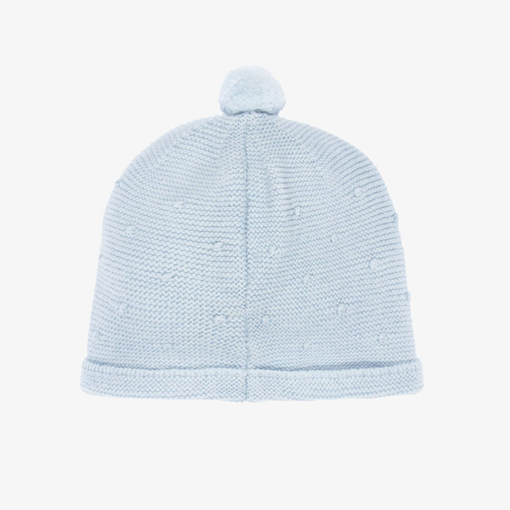 PAZ Rodríguez-Baby Boys Pale Blue Knitted Wool Bobble Hat | Childrensalon
