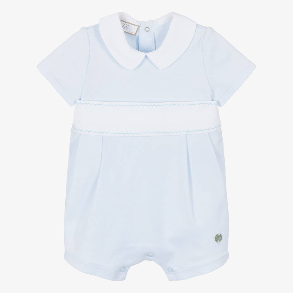 PAZ Rodríguez-Baby Boys Pastel Blue Cotton Jersey Shortie | Childrensalon