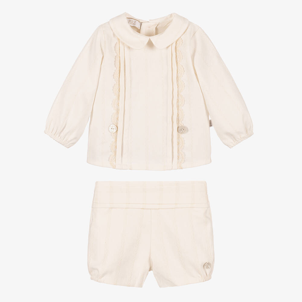 PAZ Rodríguez-Baby Boys Traditional Ivory Buster Suit Set | Childrensalon