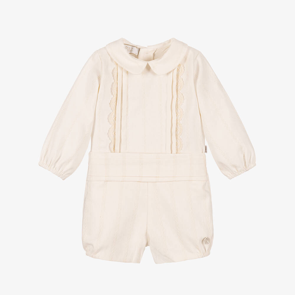 PAZ Rodríguez-Baby Boys Traditional Ivory Buster Suit Set | Childrensalon