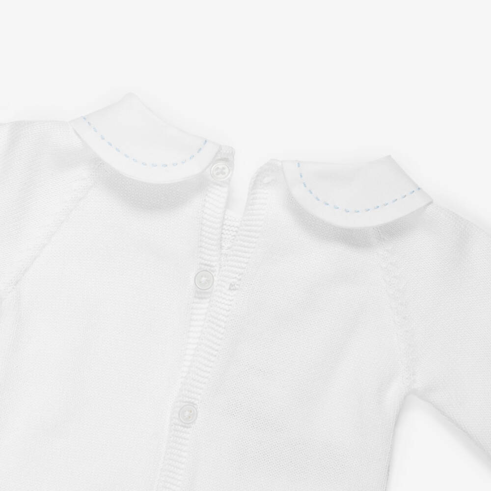 PAZ Rodríguez-Baby Boys White Knitted Trouser Set  | Childrensalon