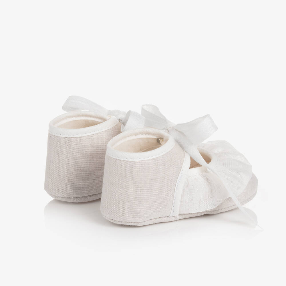 PAZ Rodríguez-Baby Girls Beige Ruffle Pre-Walker Shoes | Childrensalon