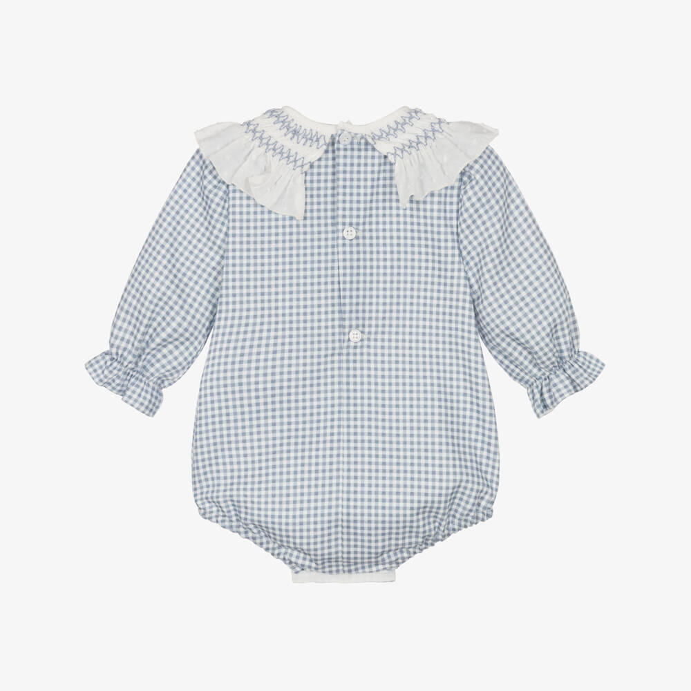 PAZ Rodríguez-Baby Girls Blue Gingham Shortie & Tights Set | Childrensalon