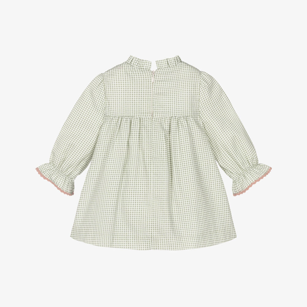 PAZ Rodríguez-Baby Girls Green Cotton Check Dress | Childrensalon