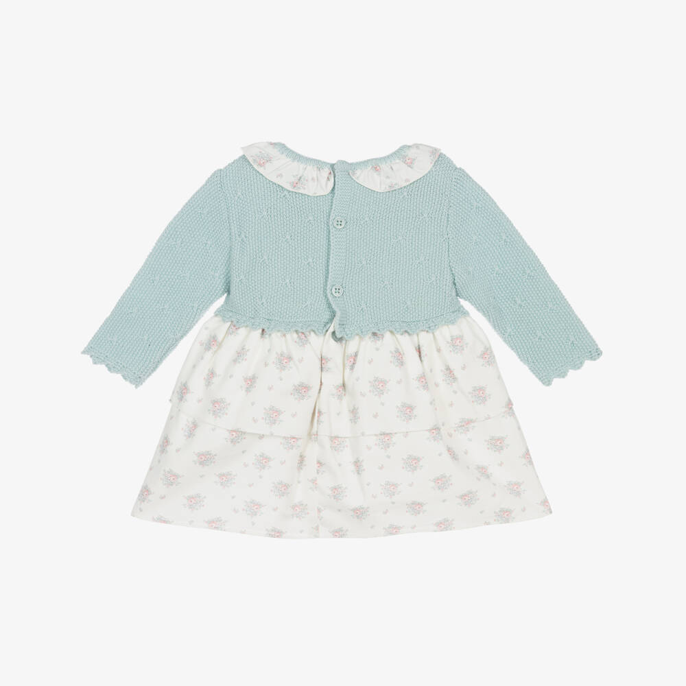 PAZ Rodríguez-Baby Girls Green Wool & Floral Cotton Dress | Childrensalon