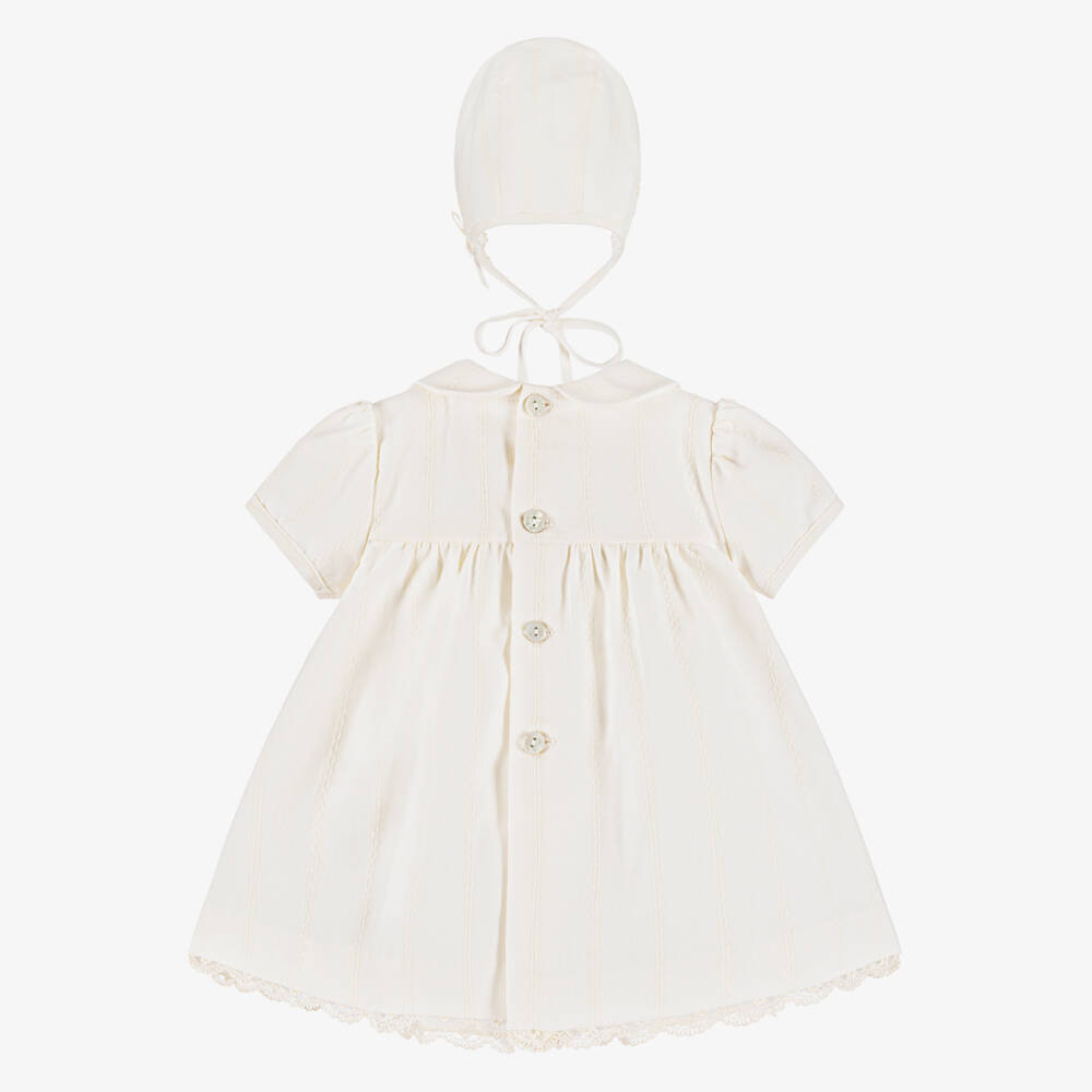 PAZ Rodríguez-Baby Girls Ivory Dress Set with Lace Trims | Childrensalon
