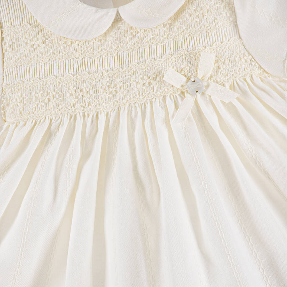 PAZ Rodríguez-Baby Girls Ivory Dress Set with Lace Trims | Childrensalon