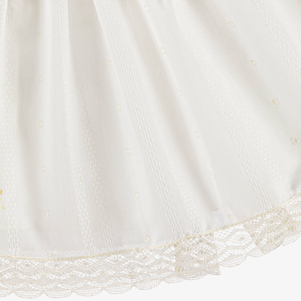 PAZ Rodríguez-Baby Girls Ivory Lace Trimmed Dress & Bonnet Set | Childrensalon