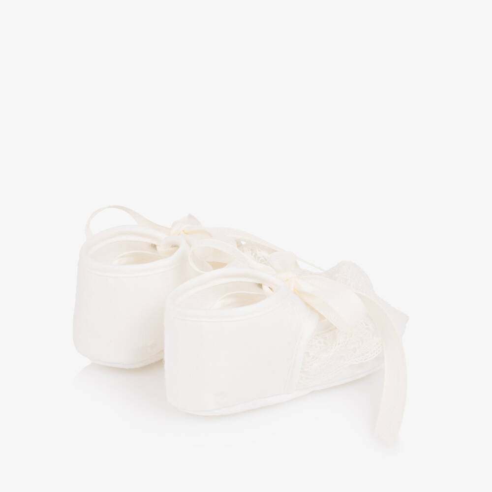 PAZ Rodríguez-Baby Girls Ivory Lace Trimmed Pre-Walkers | Childrensalon