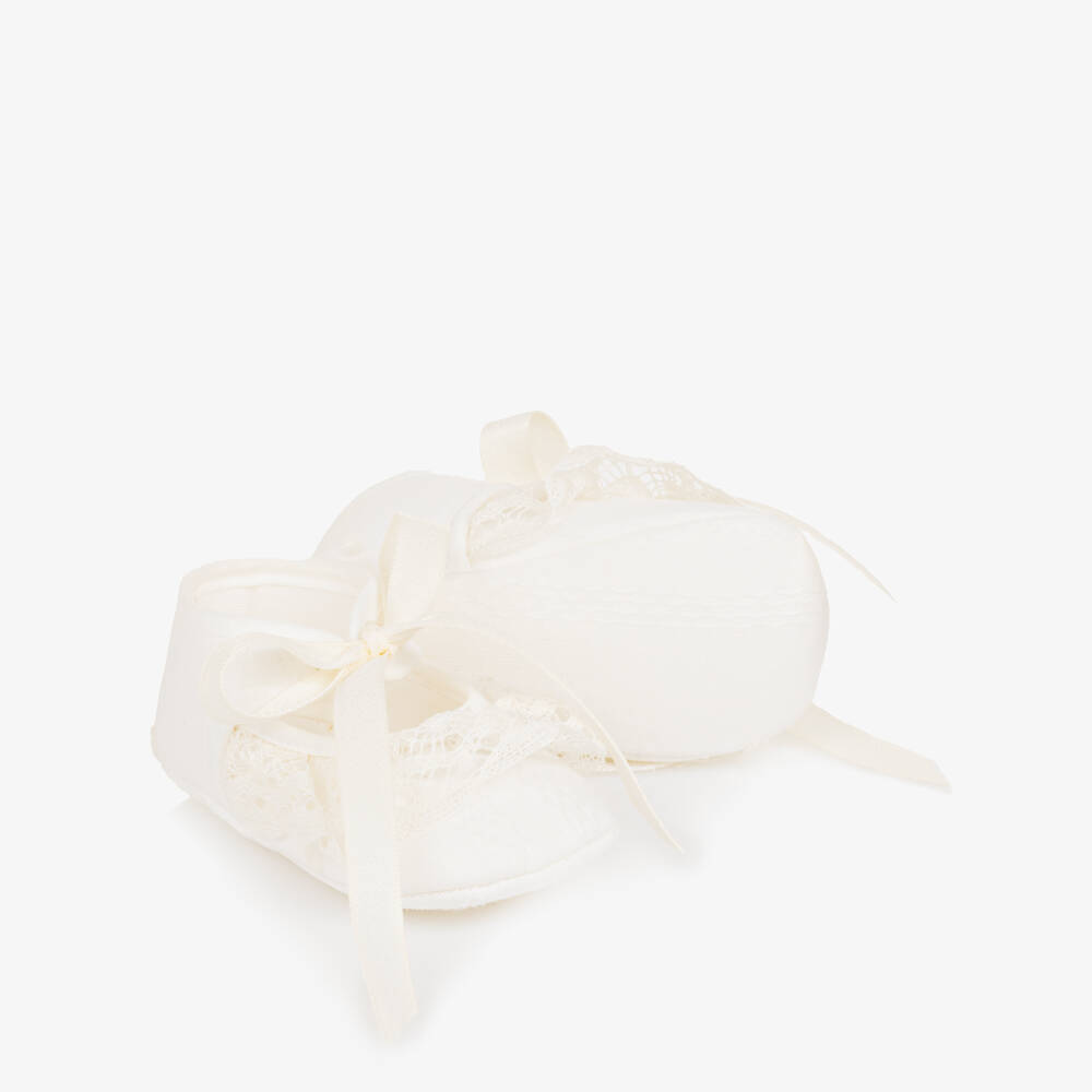 PAZ Rodríguez-Baby Girls Ivory Lace Trimmed Pre-Walkers | Childrensalon