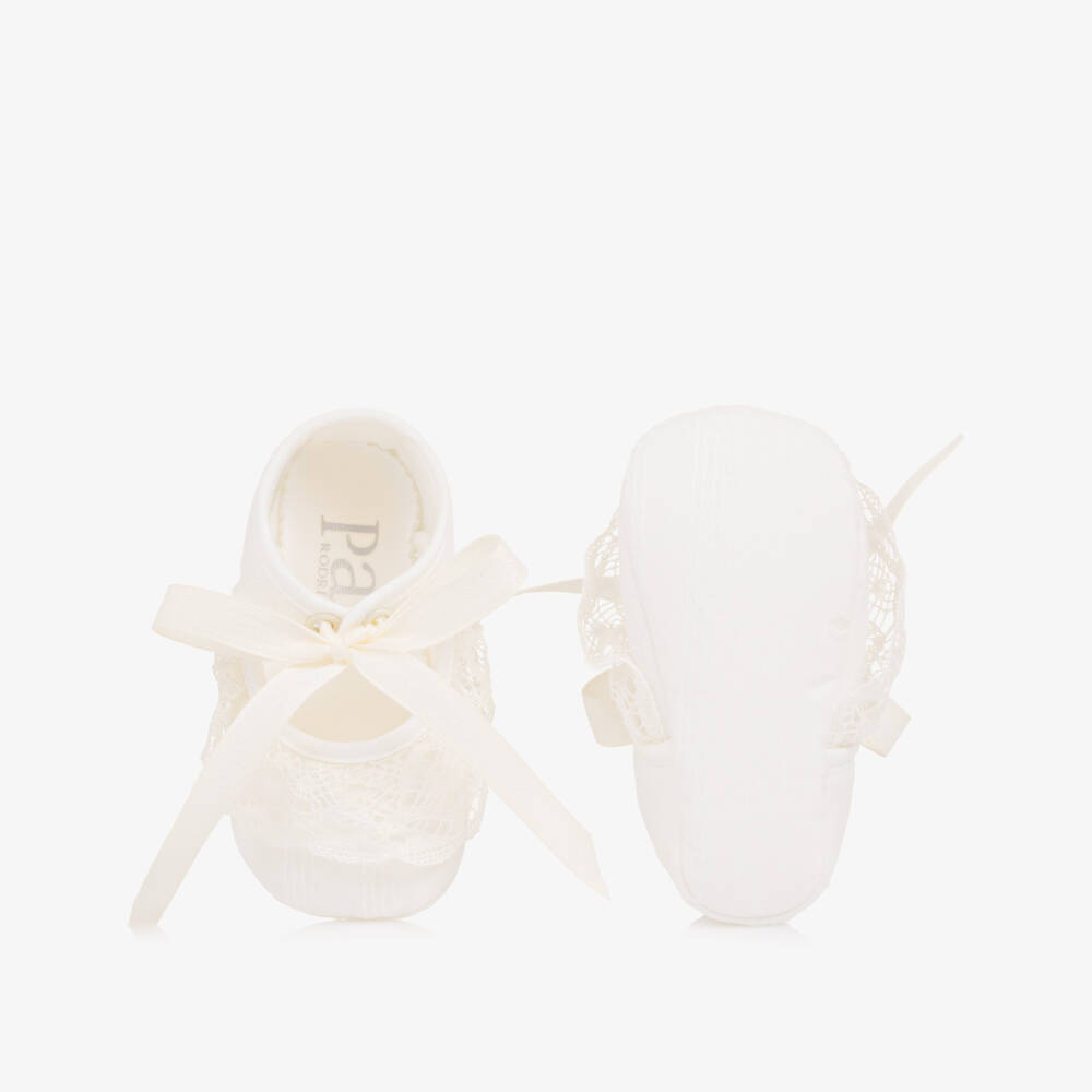 PAZ Rodríguez-Baby Girls Ivory Lace Trimmed Pre-Walkers | Childrensalon