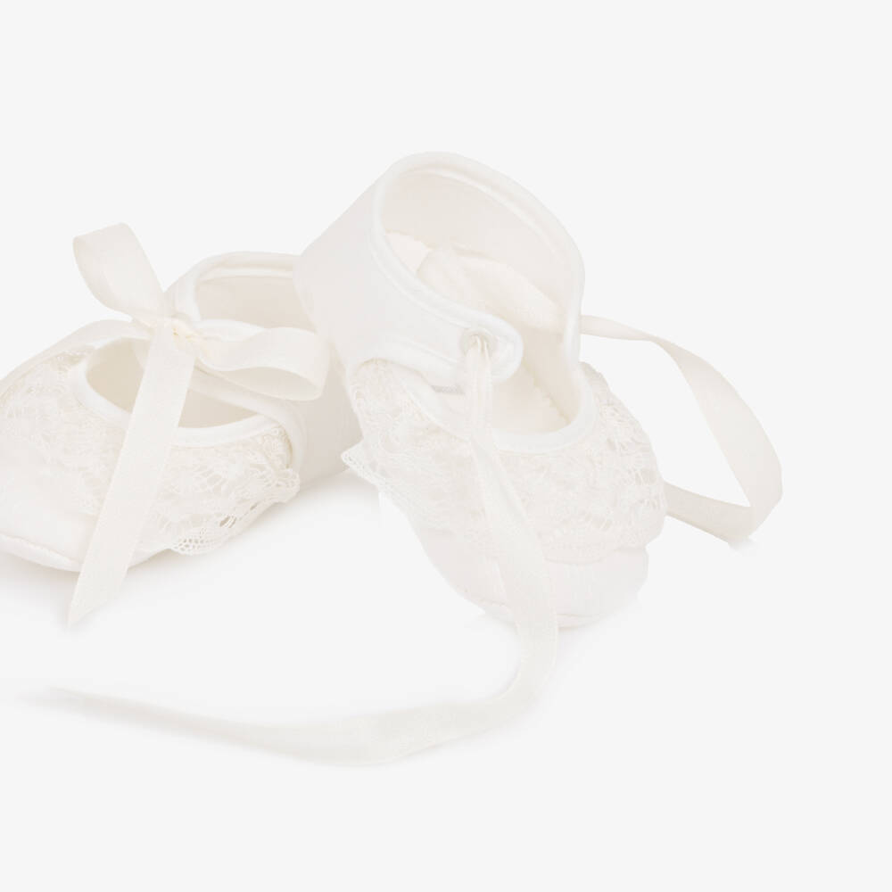 PAZ Rodríguez-Baby Girls Ivory Lace Trimmed Pre-Walkers | Childrensalon