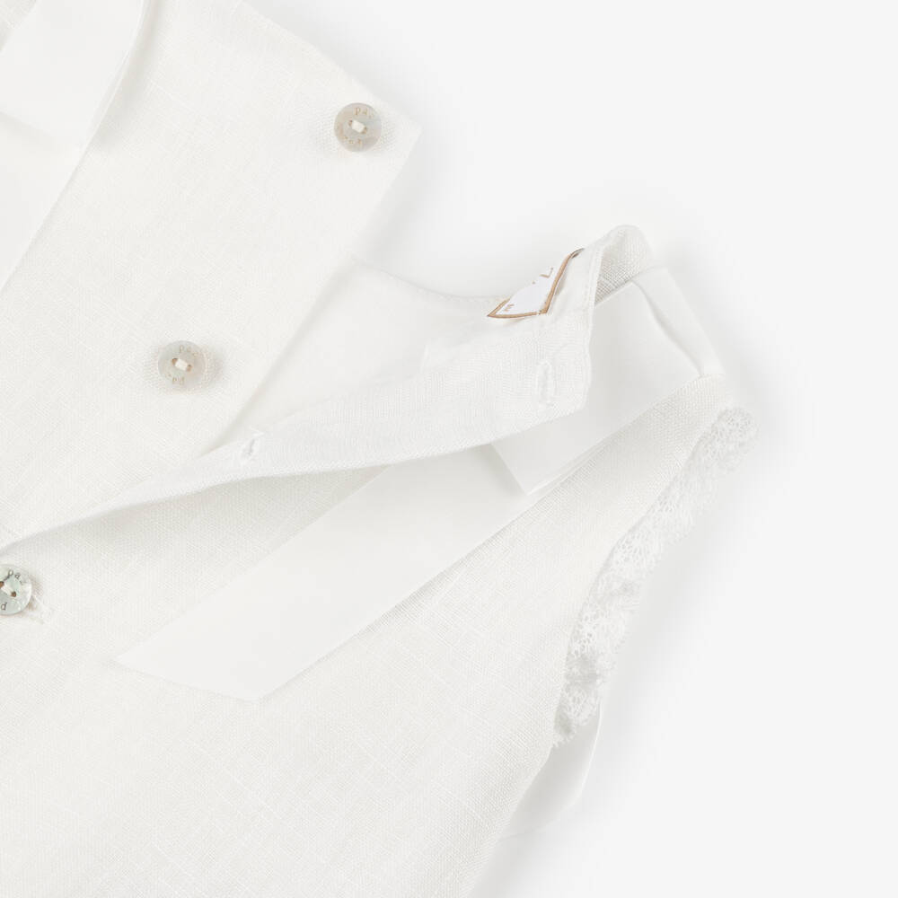 PAZ Rodríguez-طقم شورت كتان لون عاجي للبنات الرضع | Childrensalon