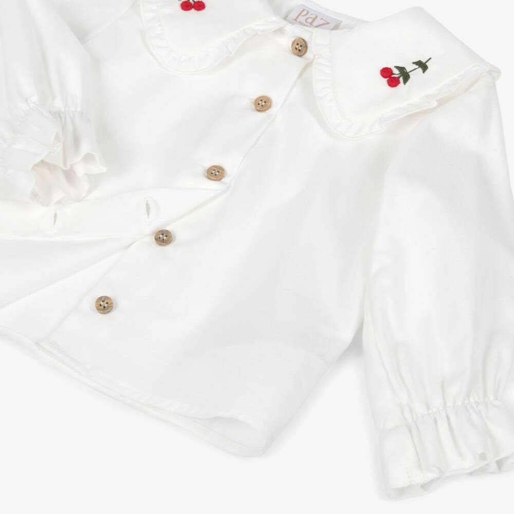 PAZ Rodríguez-Baby Girls Ivory & Red Check Cotton Shorts Set | Childrensalon