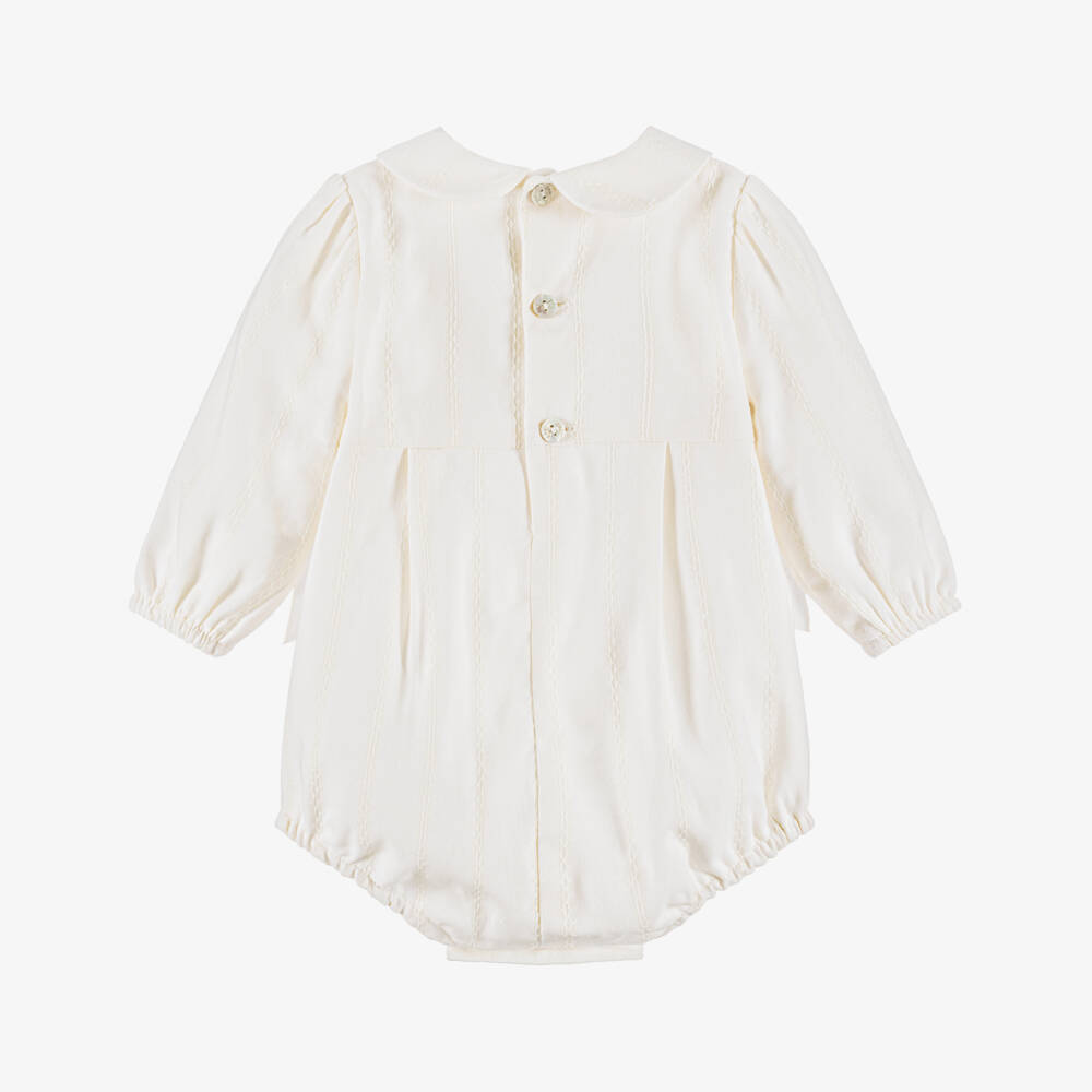 PAZ Rodríguez-Baby Girls Ivory Shortie with Lace & Bows | Childrensalon