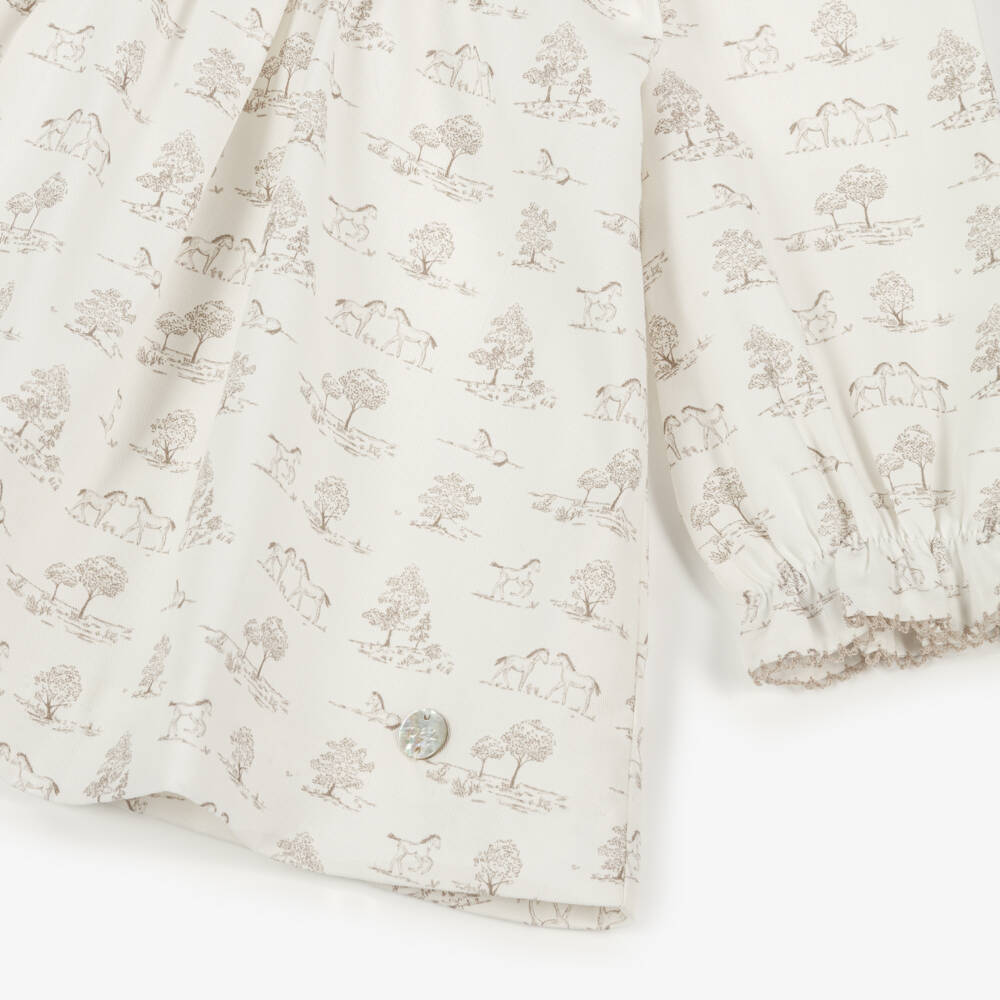 PAZ Rodríguez-Baby Girls Ivory Toile de Jouy Print Dress Set | Childrensalon