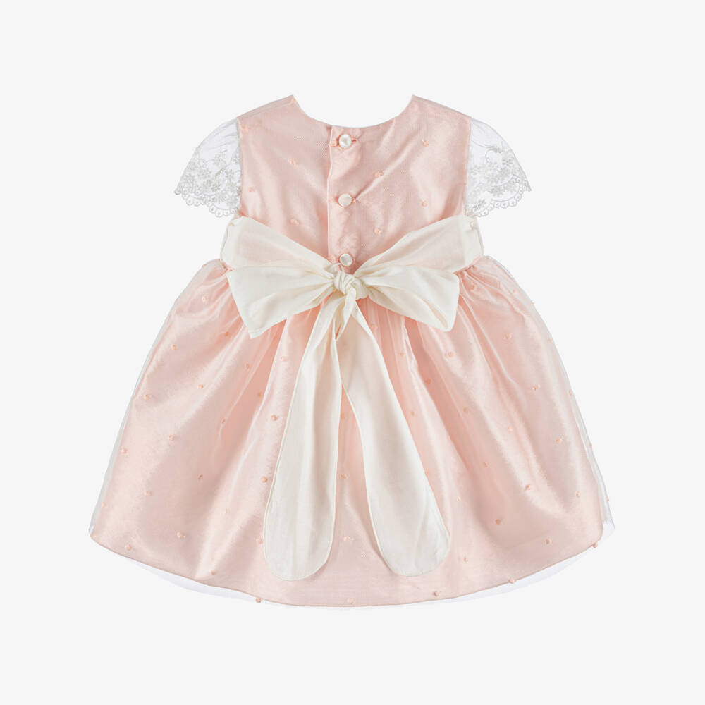 PAZ Rodríguez-Baby Girls Pale Pink Plumeti Polka Dot Tulle Dress | Childrensalon