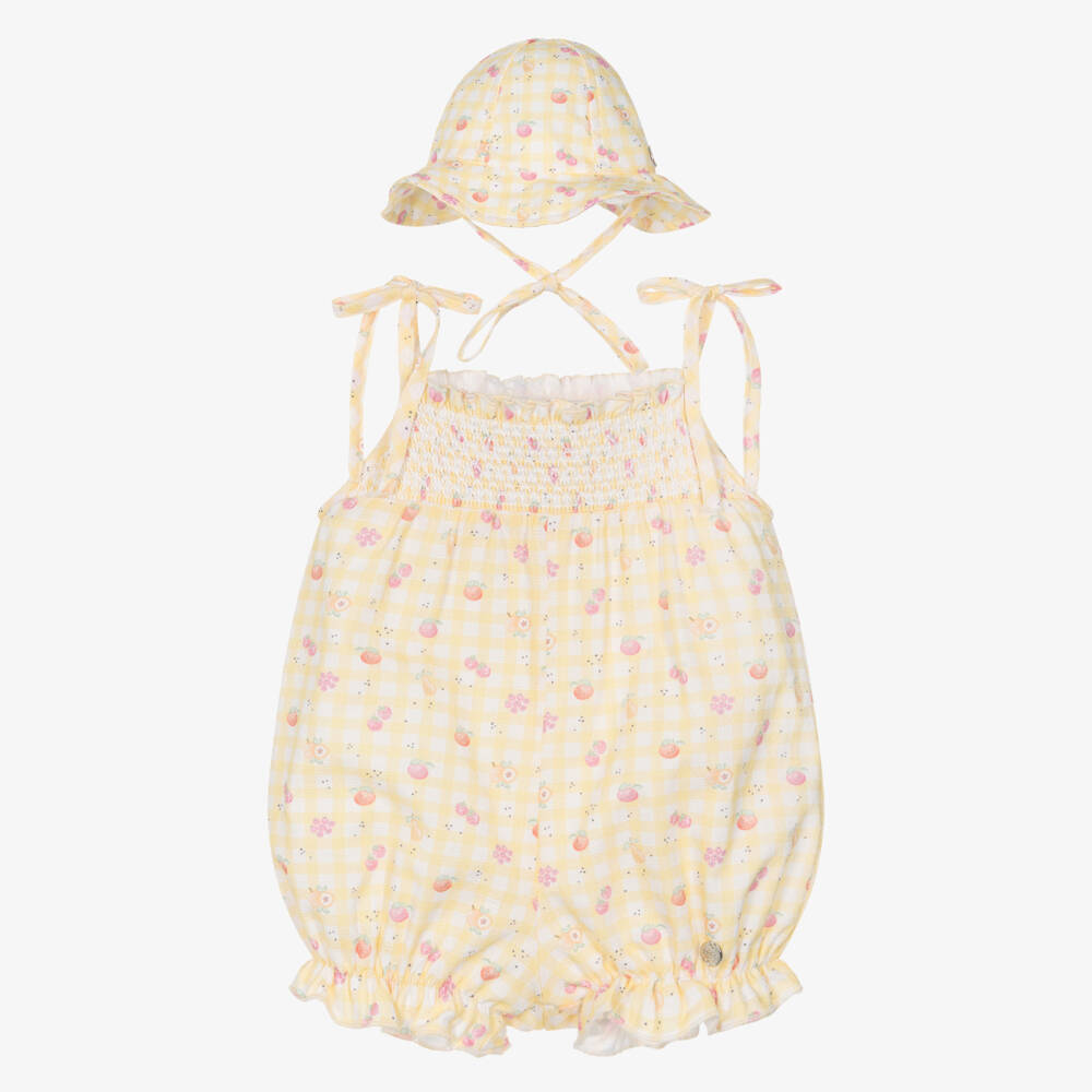 PAZ Rodríguez-Baby Girls Pale Yellow Shortie with Fruit Print | Childrensalon