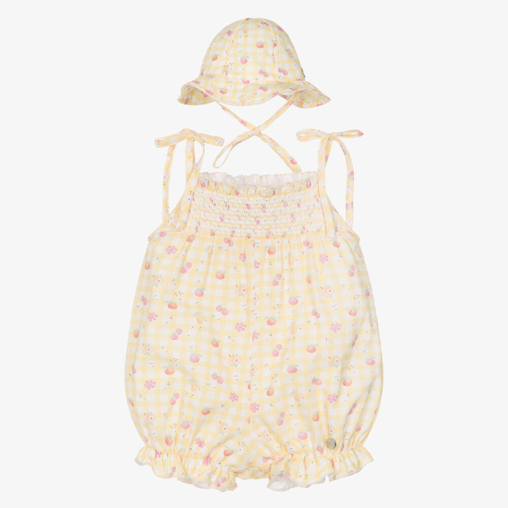 PAZ Rodríguez-Baby Girls Pale Yellow Shortie with Fruit Print | Childrensalon