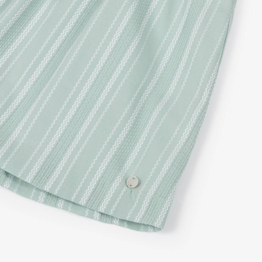 PAZ Rodríguez-Baby Girls Pastel Green Embroidered Cotton Dress | Childrensalon