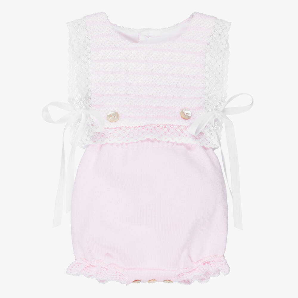 PAZ Rodríguez-Baby Girls Pink Cotton Knit Buster Suit | Childrensalon