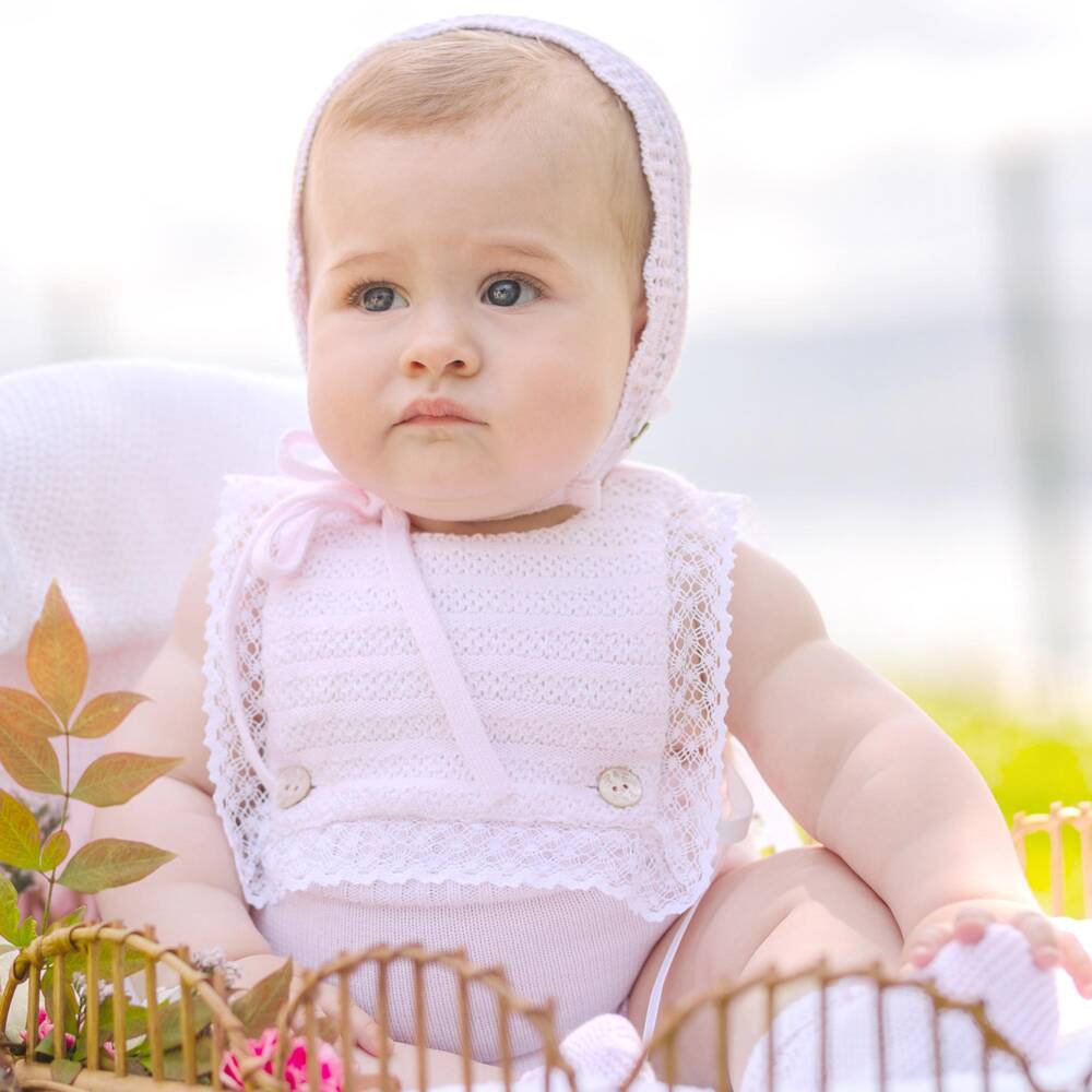 PAZ Rodríguez-Baby Girls Pink Cotton Knit Buster Suit | Childrensalon
