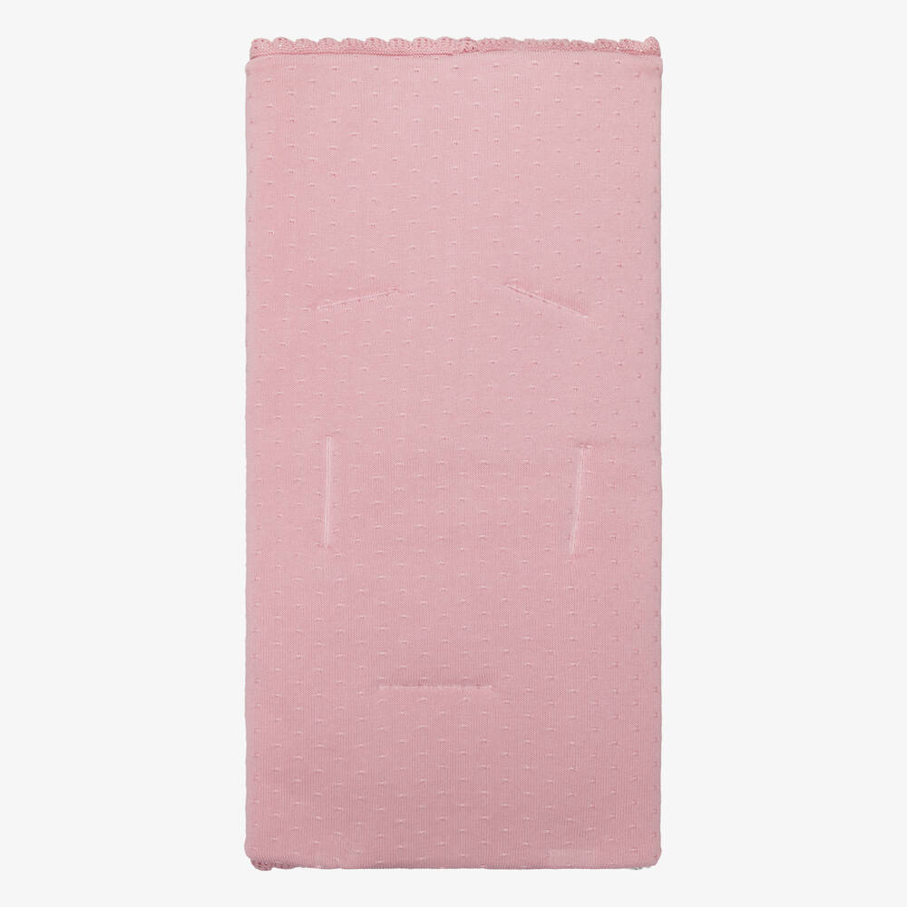 PAZ Rodríguez-Baby Girls Pink Cotton Knit Nest with Floral Lining (72cm) | Childrensalon