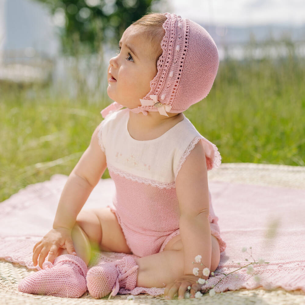 PAZ Rodríguez-بودي سوت قطن محبوك لون زهري للبنات الرضع | Childrensalon