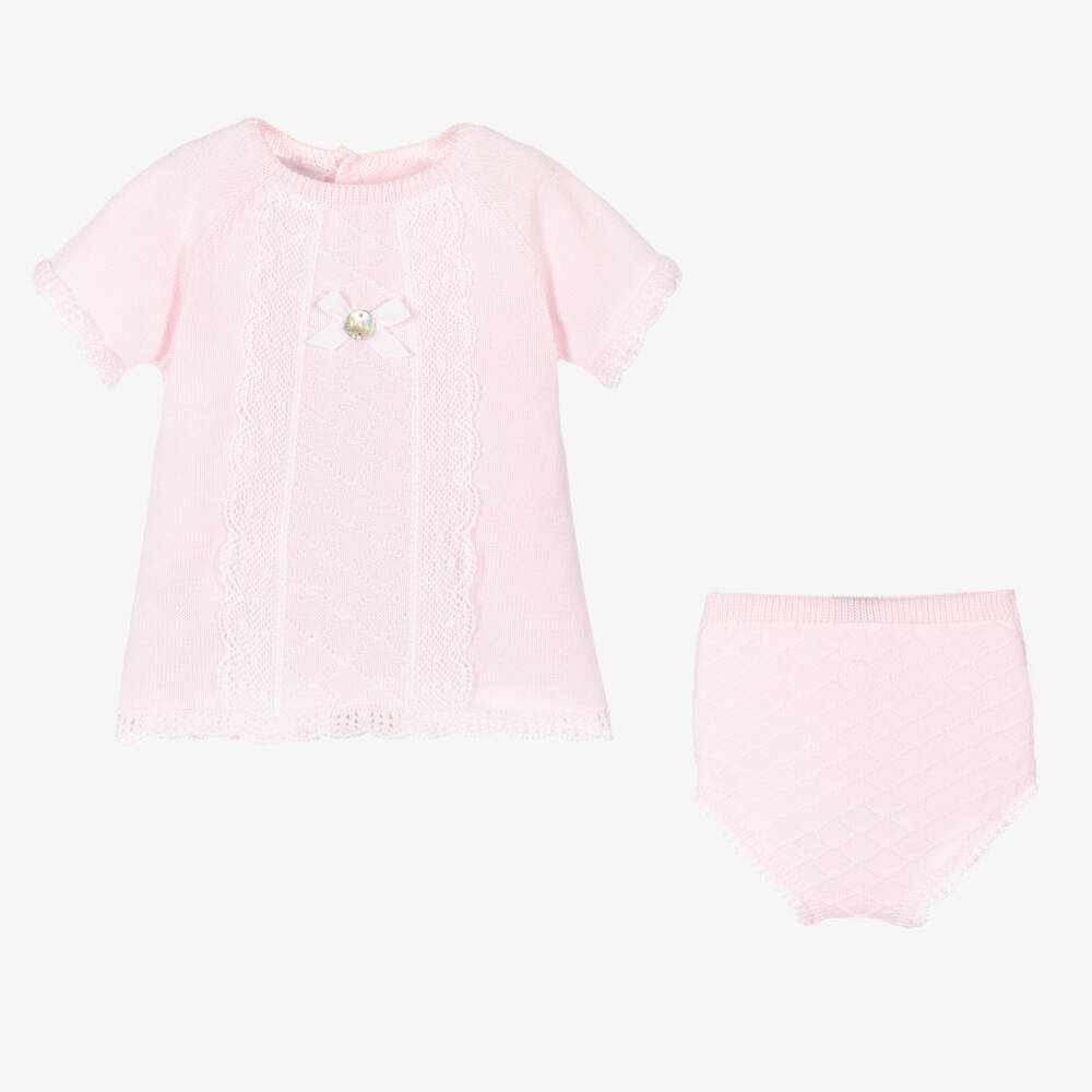 PAZ Rodríguez-Baby Girls Pink Cotton Knit Shorts Set | Childrensalon
