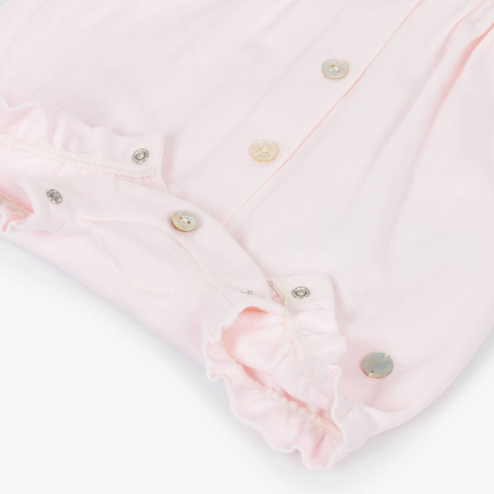 PAZ Rodríguez-Baby Girls Pink Cotton Shortie with Broderie Anglaise Trims | Childrensalon