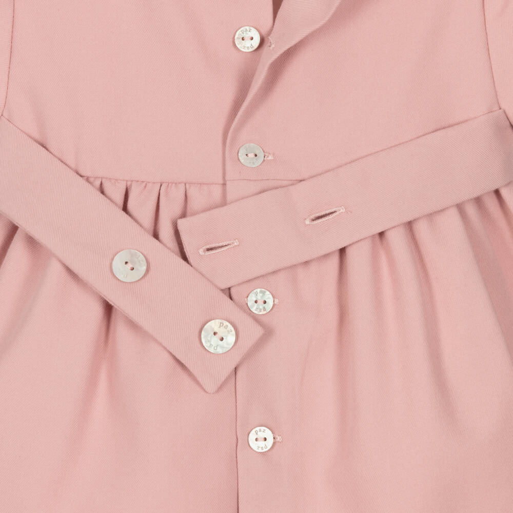 PAZ Rodríguez-Baby Girls Pink Dress with Peter Pan Collar | Childrensalon