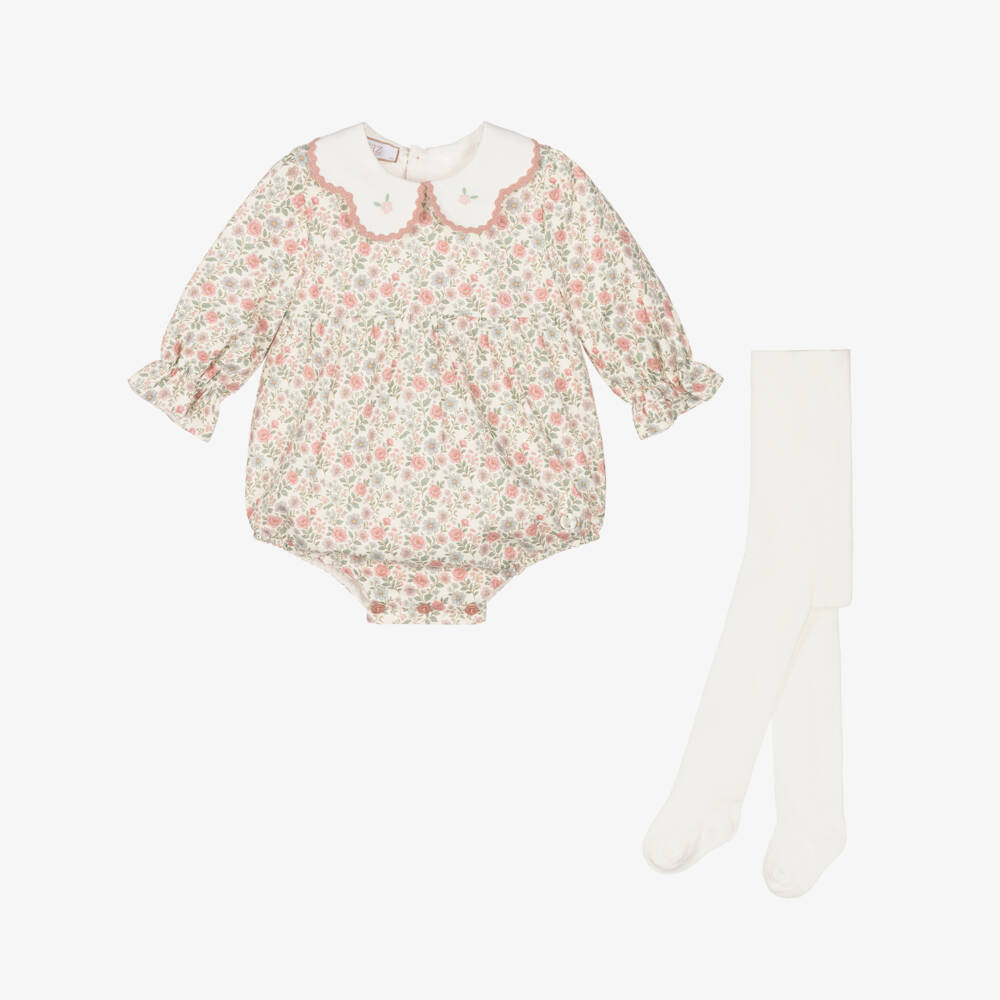PAZ Rodríguez-Baby Girls Pink Floral Print Shortie Set | Childrensalon