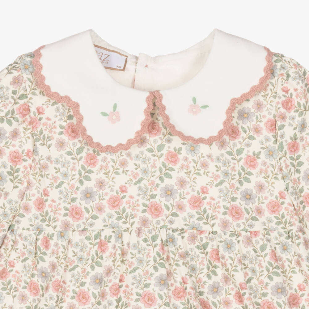 PAZ Rodríguez-Baby Girls Pink Floral Print Shortie Set | Childrensalon