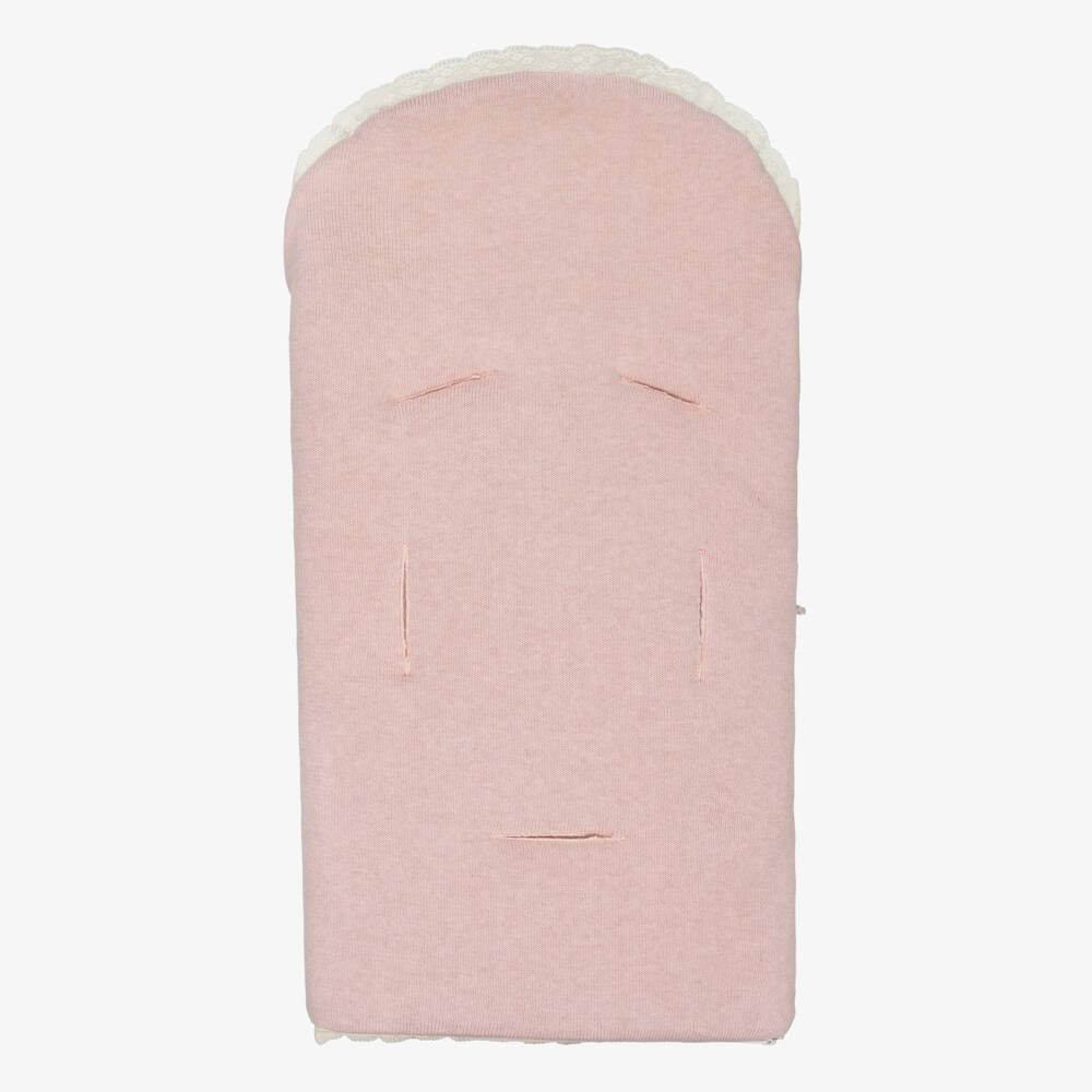 PAZ Rodríguez-Baby Girls Pink Knitted Nest With Lace Trims (68cm) | Childrensalon