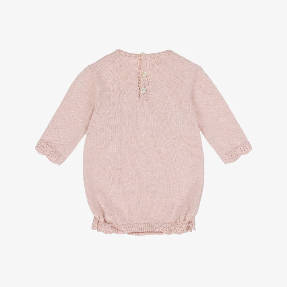 PAZ Rodríguez-Baby Girls Pink Knitted Shortie & Tights Set | Childrensalon