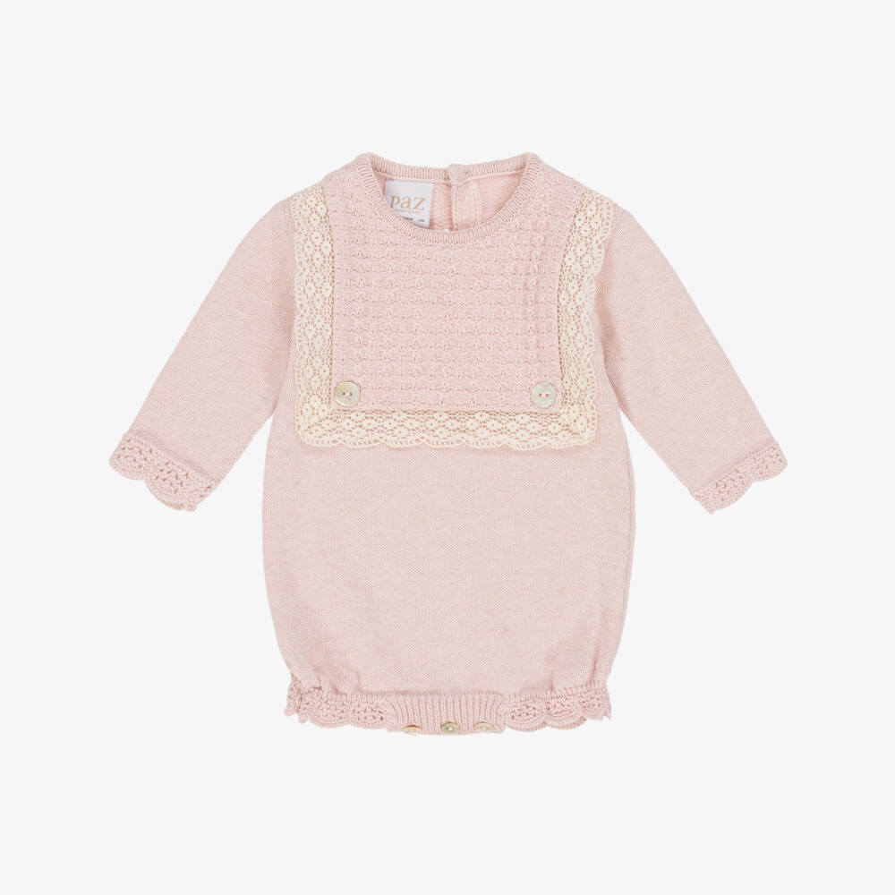 PAZ Rodríguez-Baby Girls Pink Knitted Shortie & Tights Set | Childrensalon