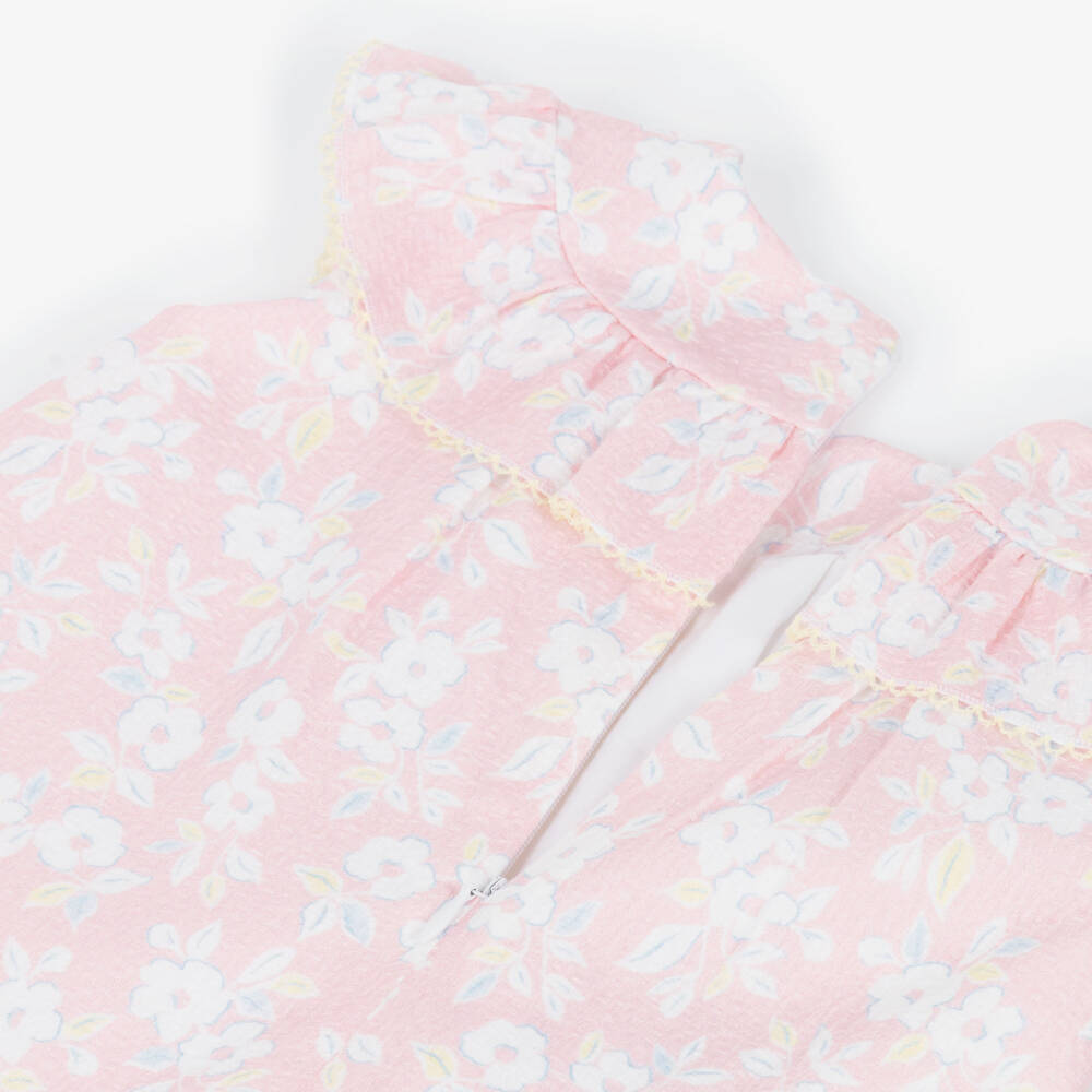 PAZ Rodríguez-Baby Girls Pink & White Floral Print Cotton Dress | Childrensalon