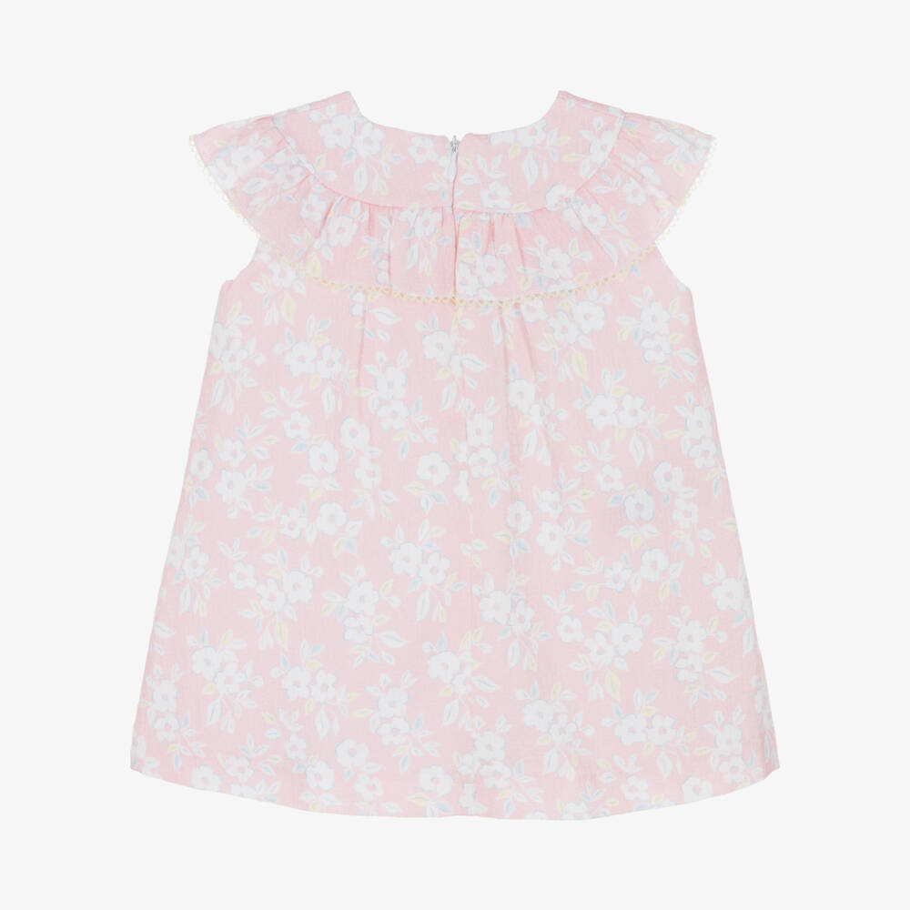 PAZ Rodríguez-Baby Girls Pink & White Floral Print Cotton Dress | Childrensalon