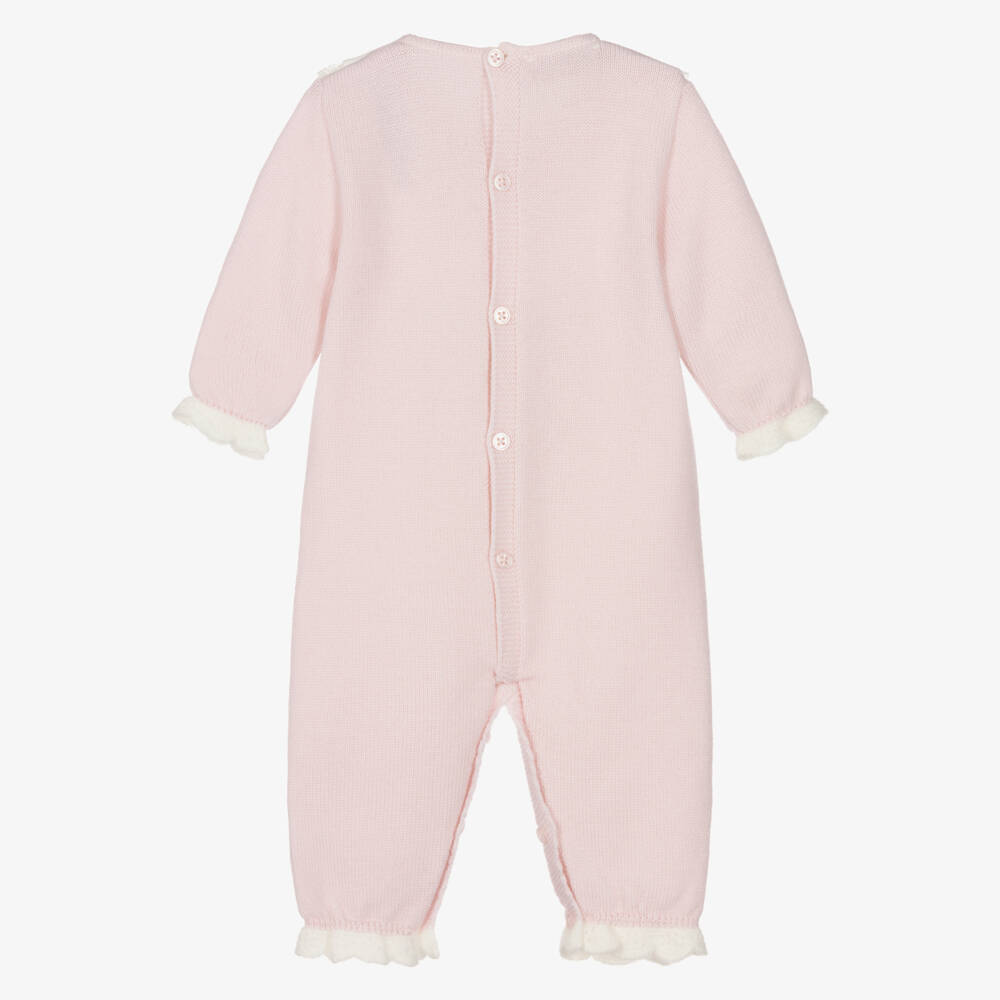 PAZ Rodríguez-Baby Girls Pink Wool Knit Romper | Childrensalon